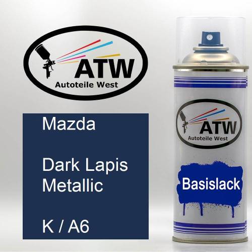 Mazda, Dark Lapis Metallic, K / A6: 400ml Sprühdose, von ATW Autoteile West.